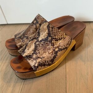Rosetta Getty Snakeskin Wood Sandals 37 7